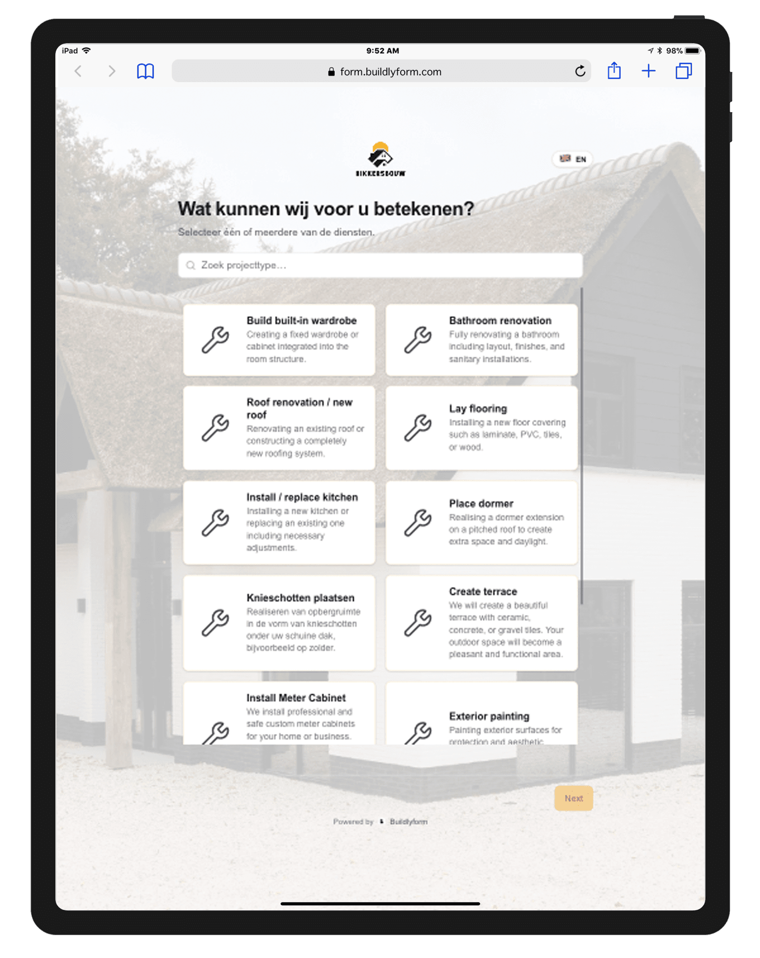 Buildlyform form on iPad
